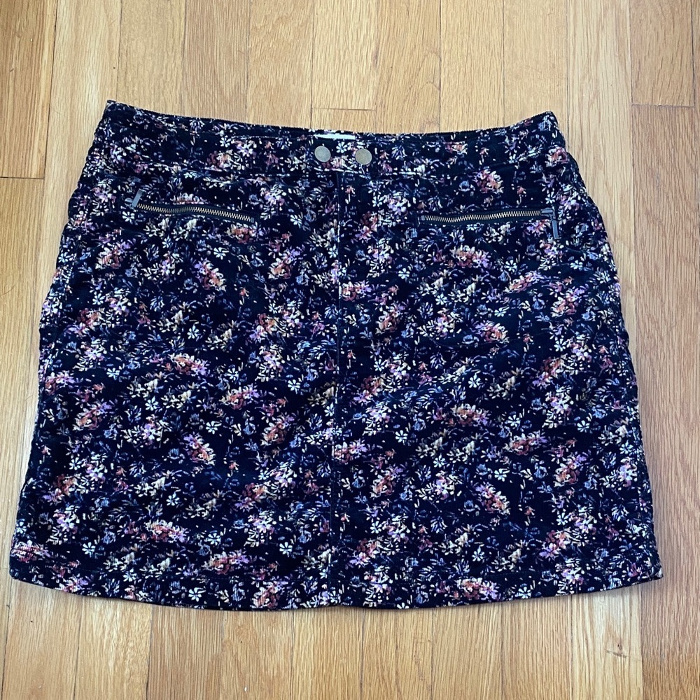 Mossimo Supply Co. Corduroy Floral Black Mini Skirt